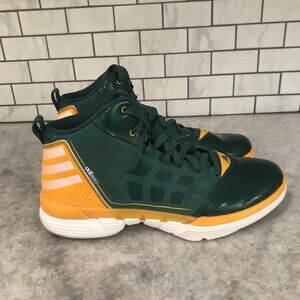 Adidas Adizero Basketball Shoes Mens Size 10.5 Green Yellow White Mid Top G65665